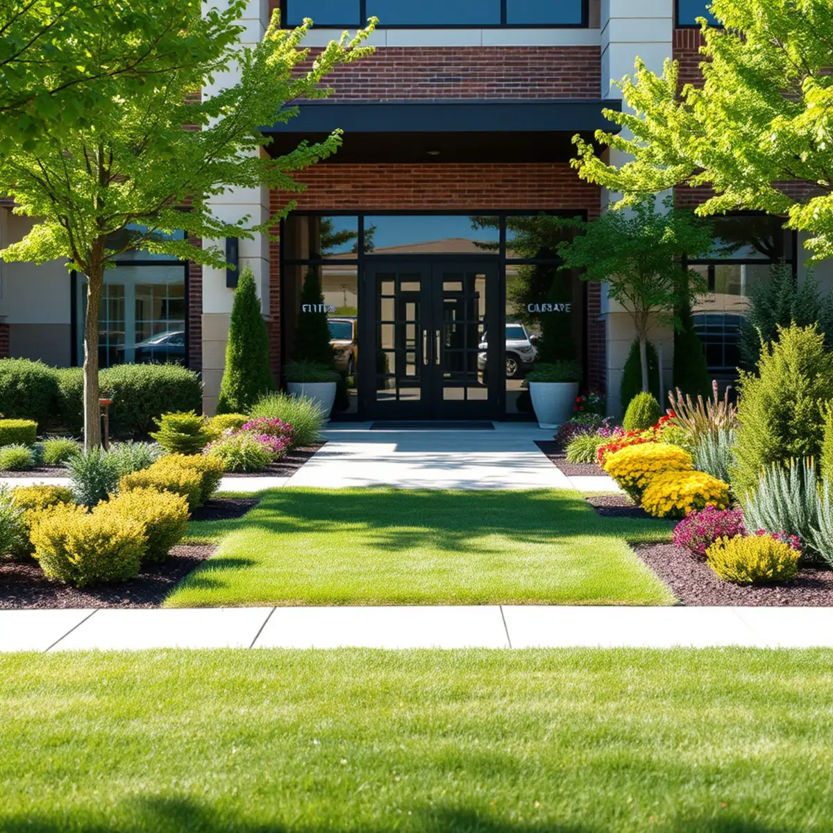 Well-maintained commercial property landscaping in Appleton, WI
