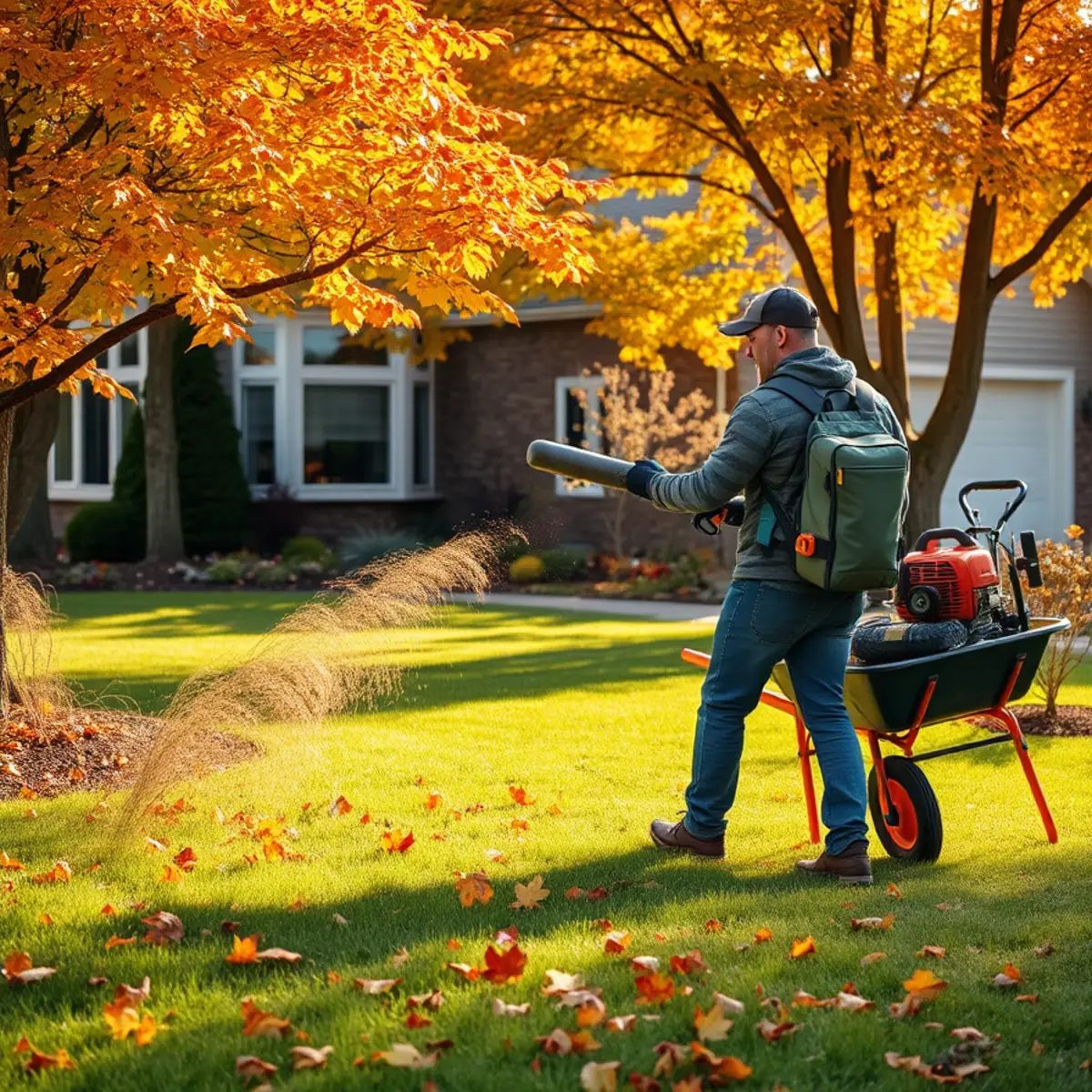 Fall leaf cleanup and bed preparation at an Appleton, WI home