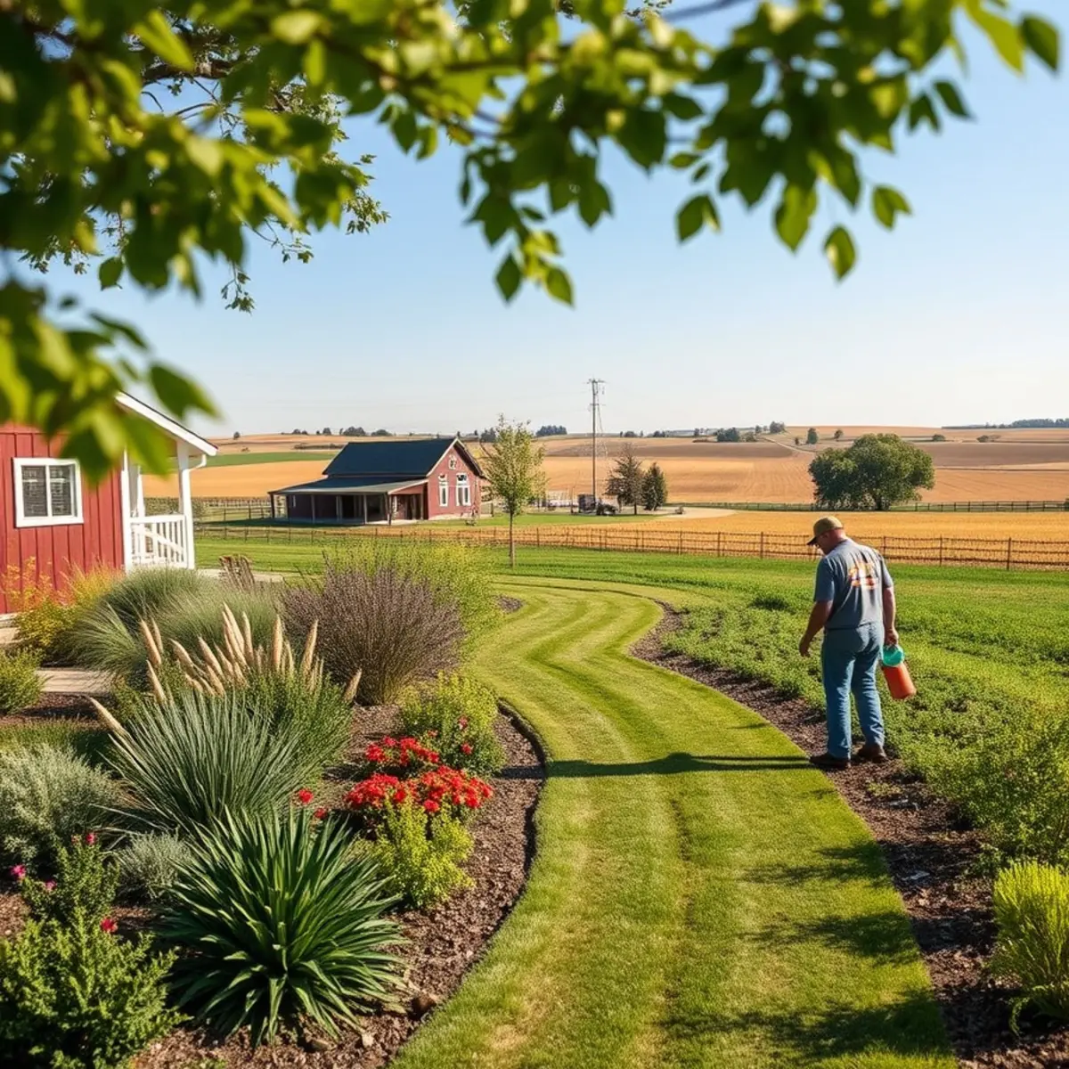 Rural landscaped farmstead in Bovina, WI
