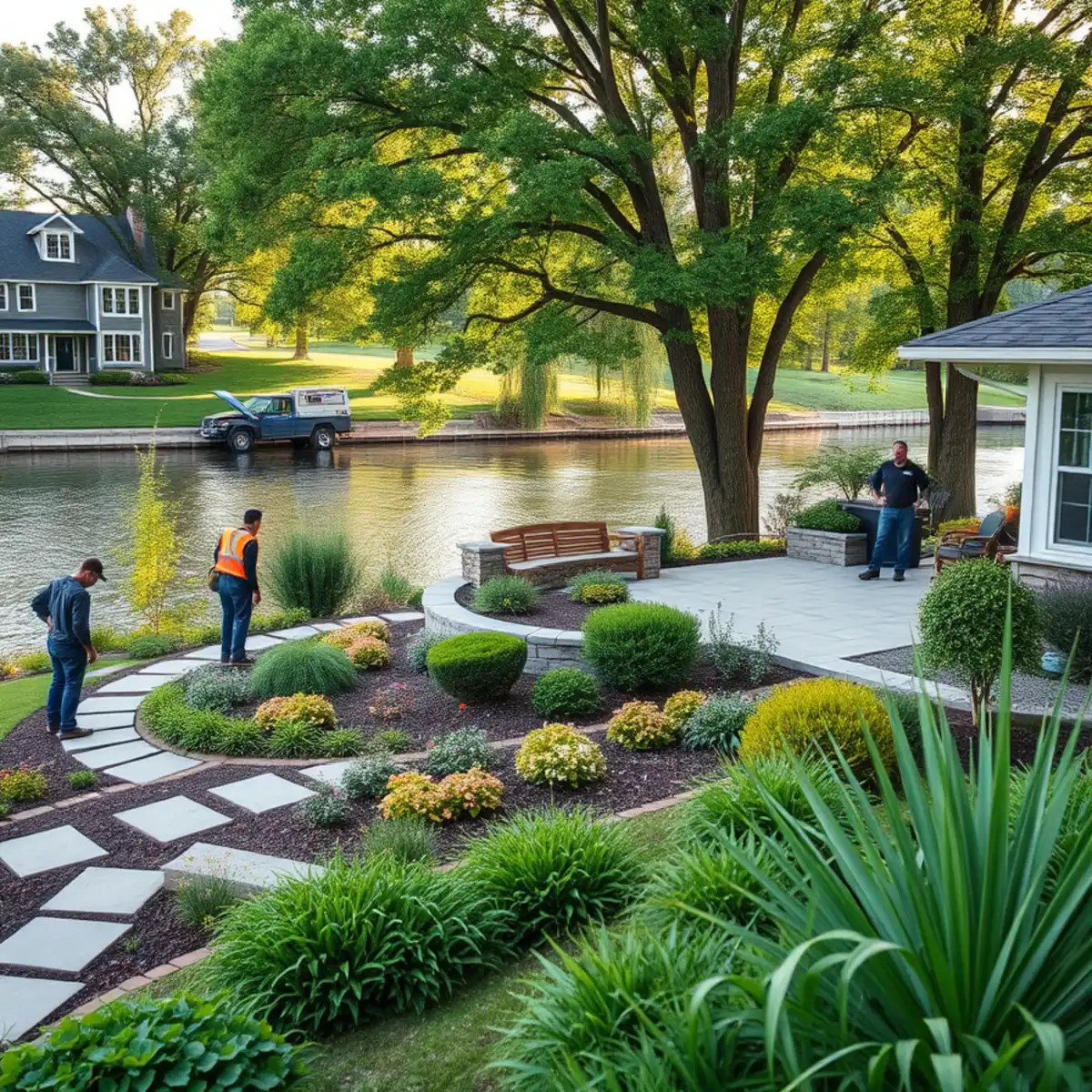 Waterfront landscaped home in Fremont, WI