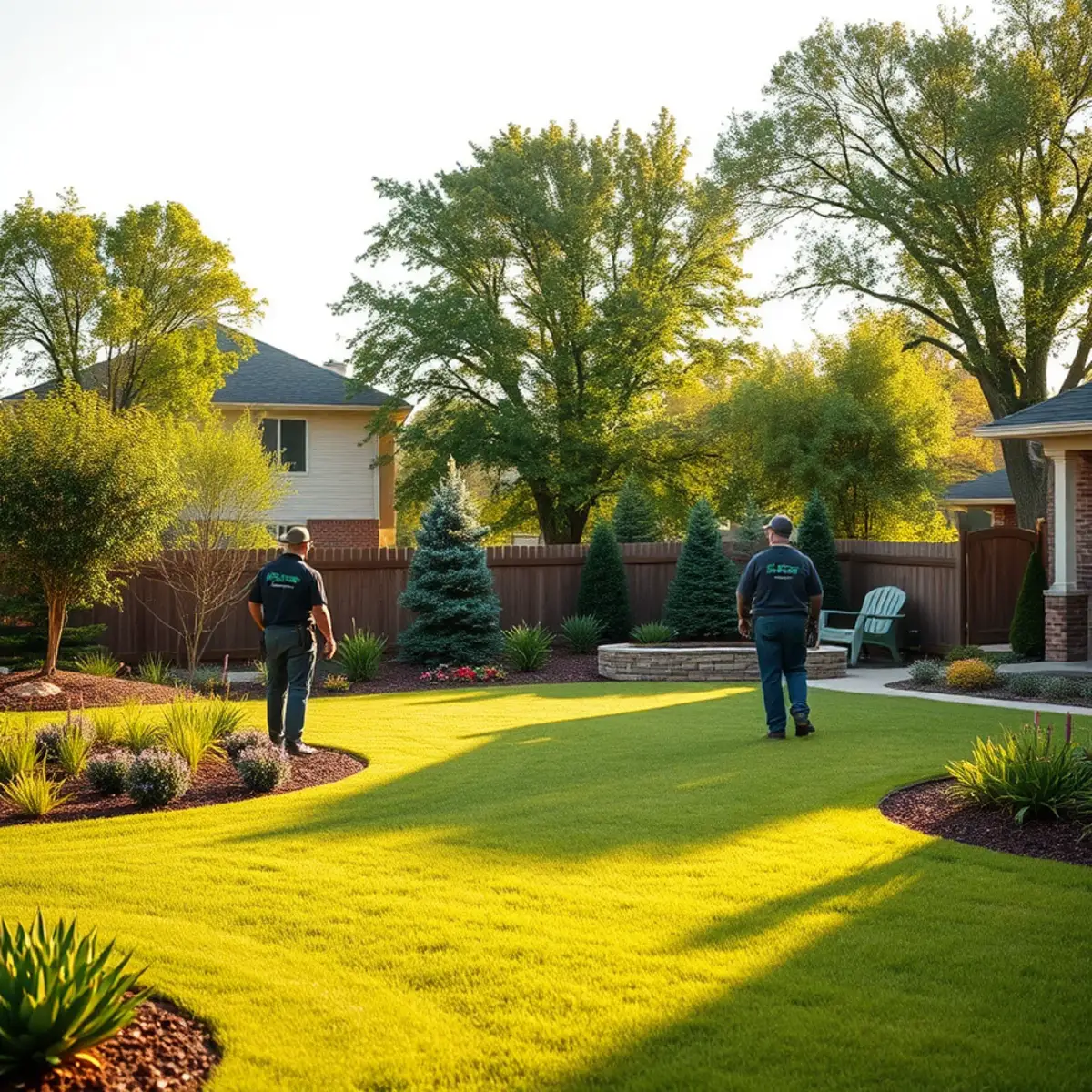 Large landscaped yard at a Greenville, WI home