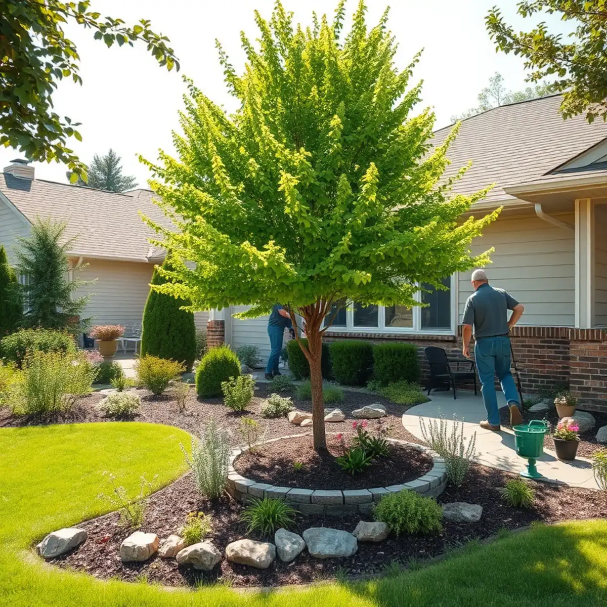 Landscaped suburban home in Howard, WI