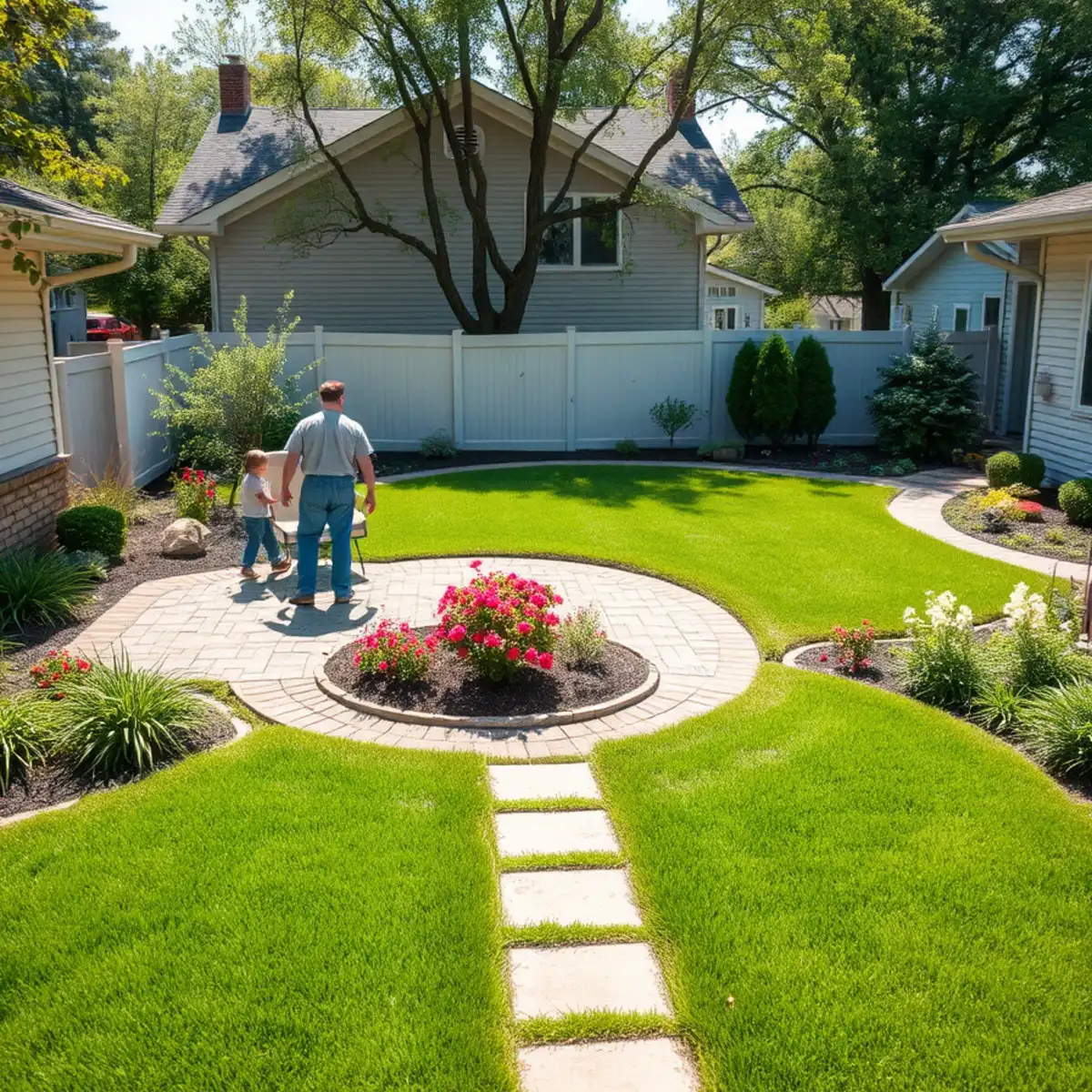 Landscaped front yard of a Kimberly, WI home