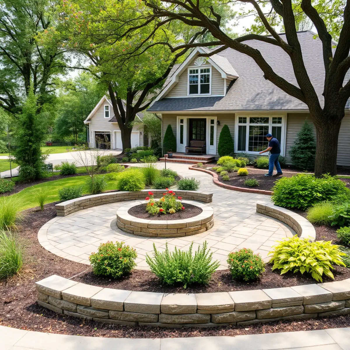 Landscaped riverfront home in Omro, WI