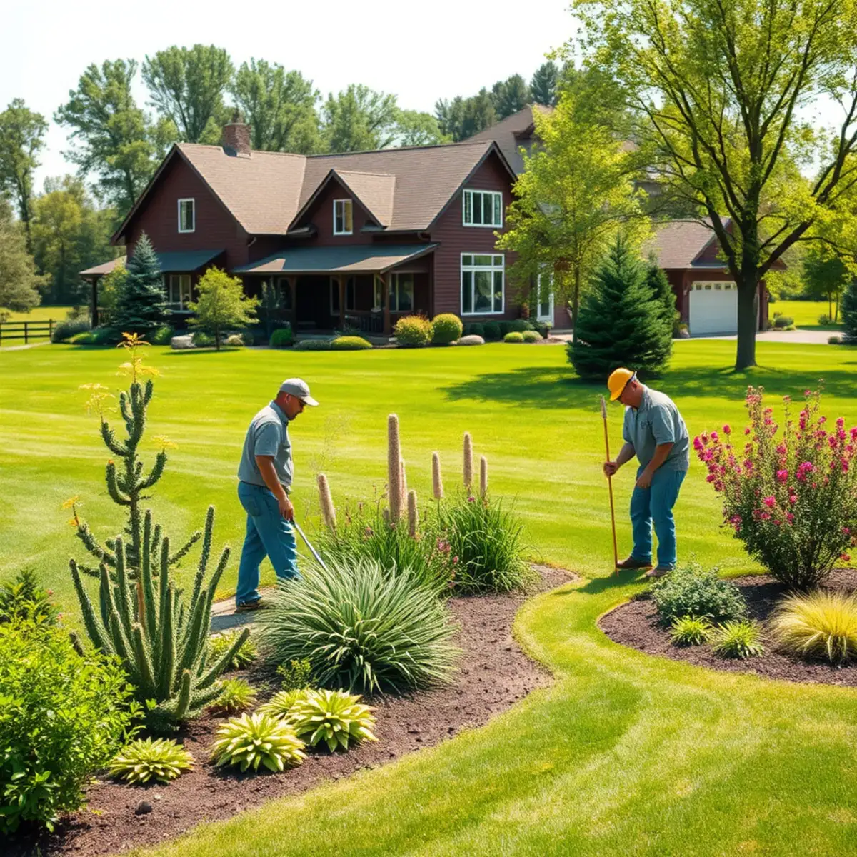 Landscaped country home with a large yard in Seymour, WI