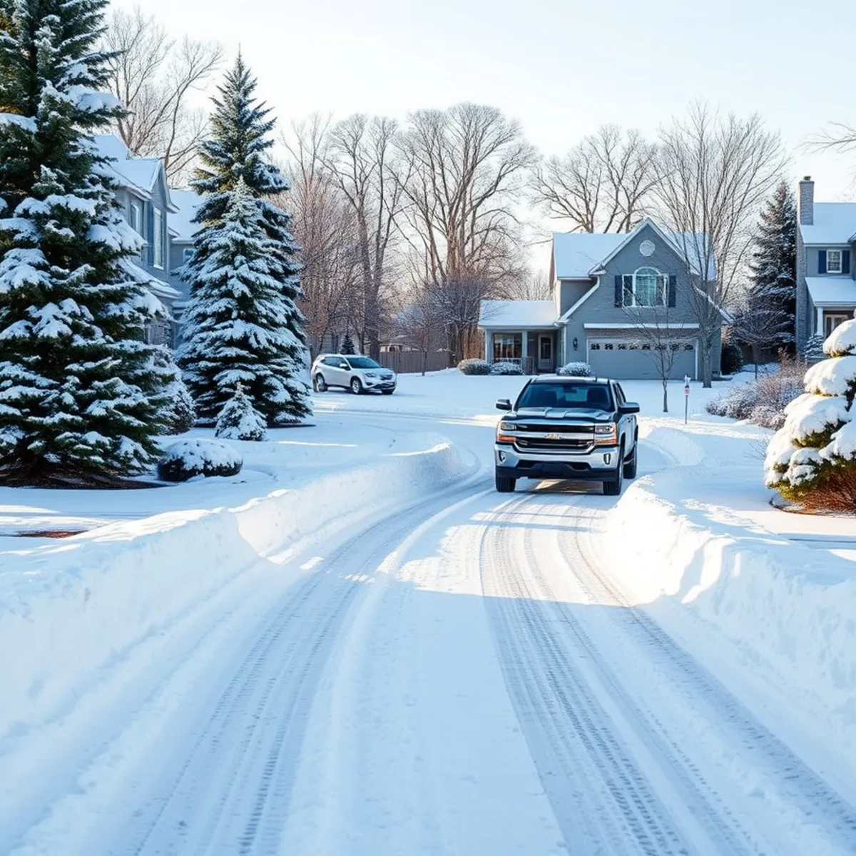 Plowed and cleared driveway at an Appleton, WI home in winter